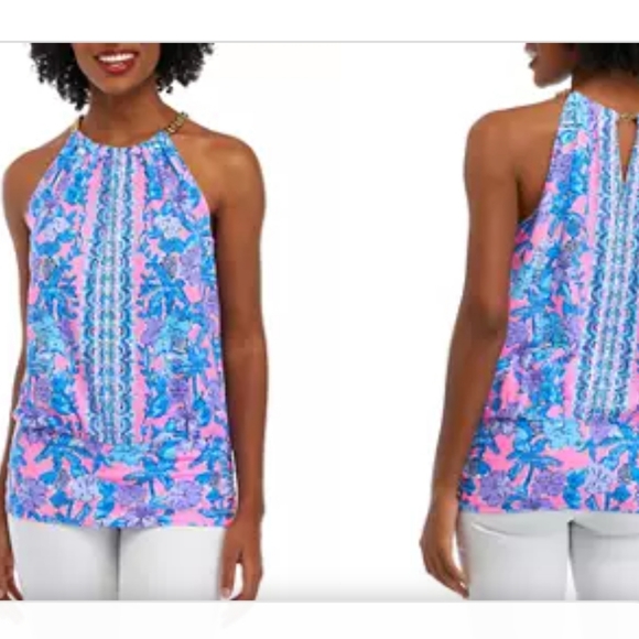 DONNA SQUARE NECK ROMPER, SOLEIL PINK PALM PARADISE ENGINEERED ROMPER main image 0